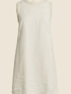 J CREW Maxine Crochet Trim Shift Dress in Linen